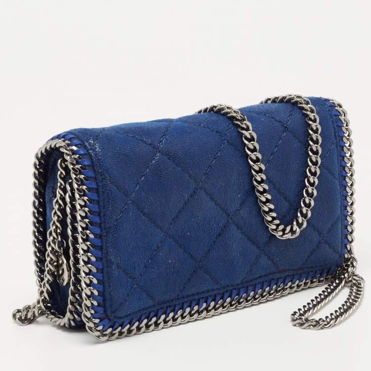 مملوكة مسبقًا Stella McCartney Blue Quilted Faux Suede Falabella Flap Shoulder Bag