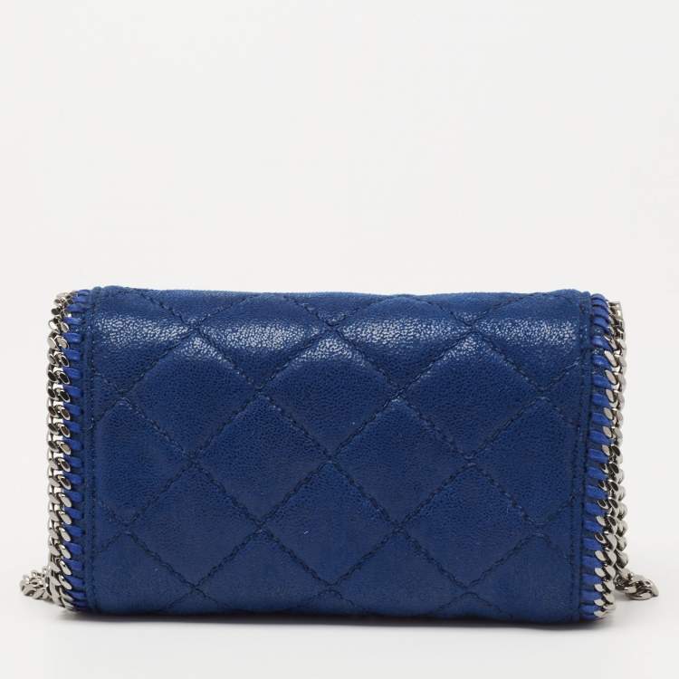 مملوكة مسبقًا Stella McCartney Blue Quilted Faux Suede Falabella Flap Shoulder Bag