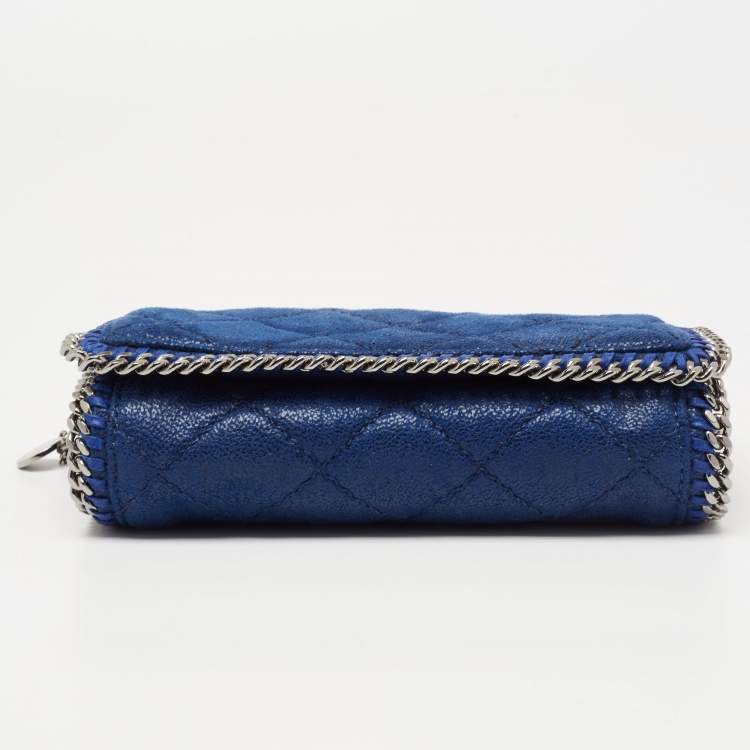 مملوكة مسبقًا Stella McCartney Blue Quilted Faux Suede Falabella Flap Shoulder Bag