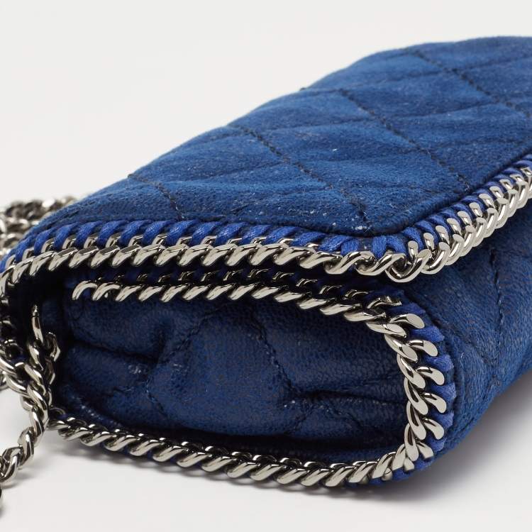 مملوكة مسبقًا Stella McCartney Blue Quilted Faux Suede Falabella Flap Shoulder Bag