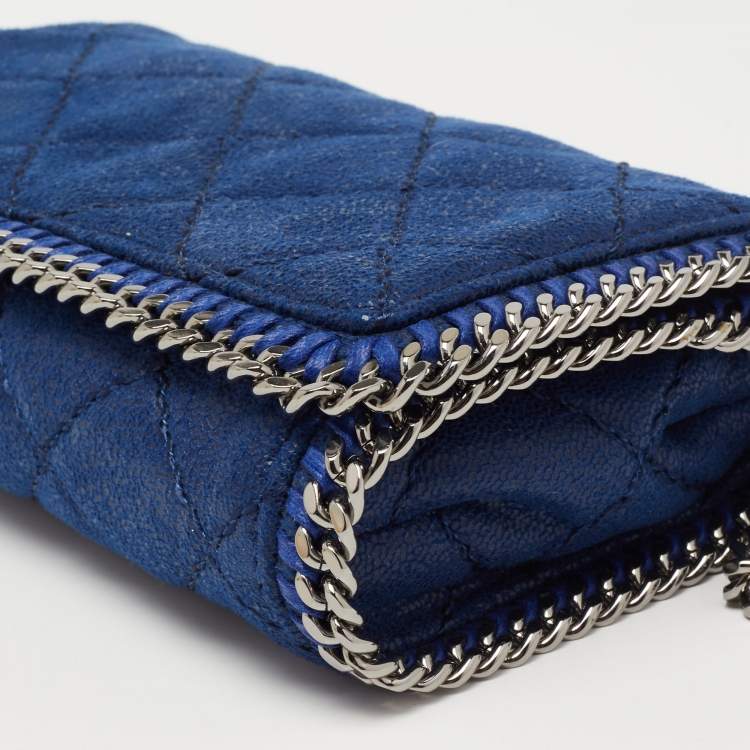 مملوكة مسبقًا Stella McCartney Blue Quilted Faux Suede Falabella Flap Shoulder Bag