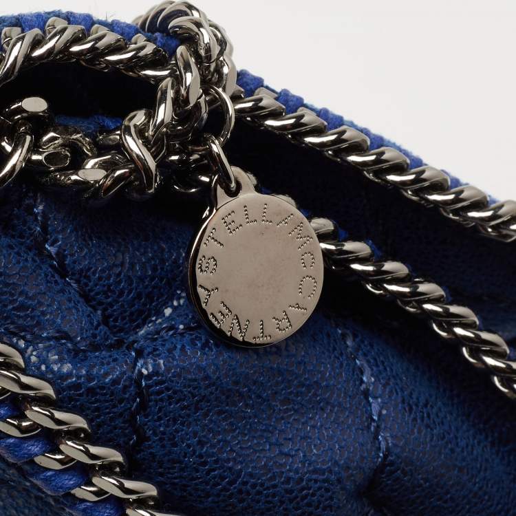 مملوكة مسبقًا Stella McCartney Blue Quilted Faux Suede Falabella Flap Shoulder Bag