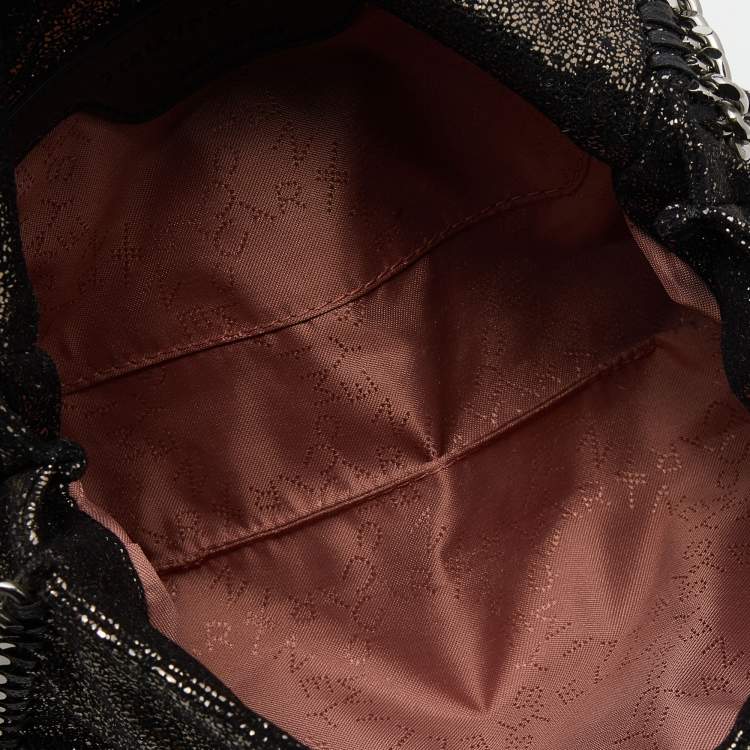 Pre Owned Stella McCartney Metallic Black Faux Leather Mini Falabella Crossbody Bag