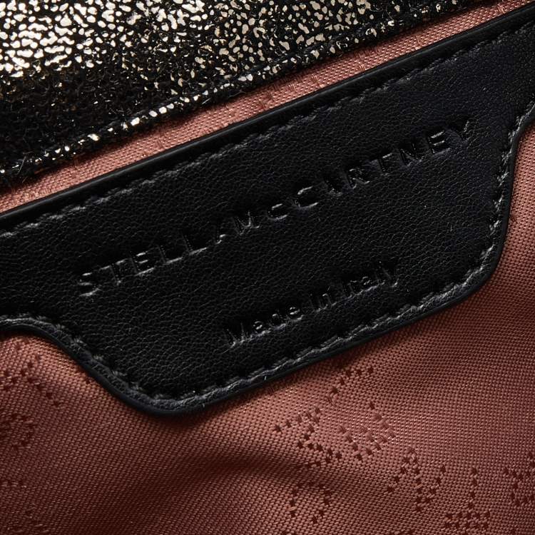 Pre Owned Stella McCartney Metallic Black Faux Leather Mini Falabella Crossbody Bag