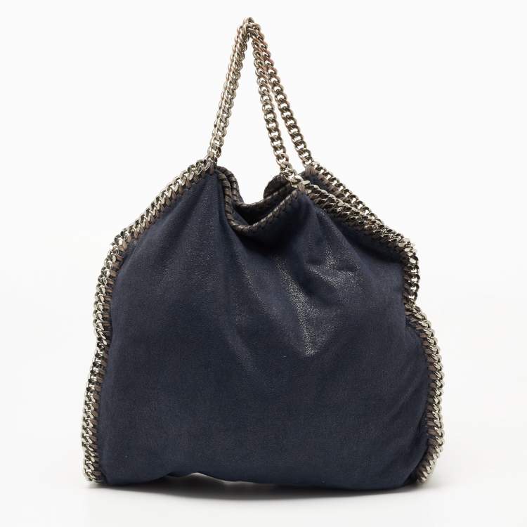 Pre Owned Stella McCartney Navy Blue Faux Leather Small Falabella Tote
