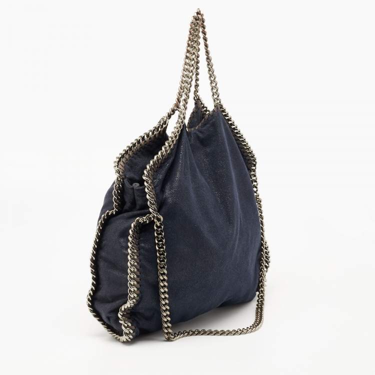 Pre Owned Stella McCartney Navy Blue Faux Leather Small Falabella Tote