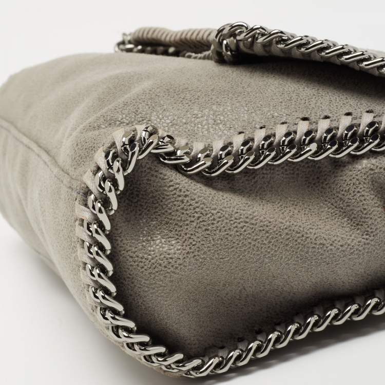 Pre Owned Stella McCartney Grey Faux Leather Falabella Flap Shoulder Bag