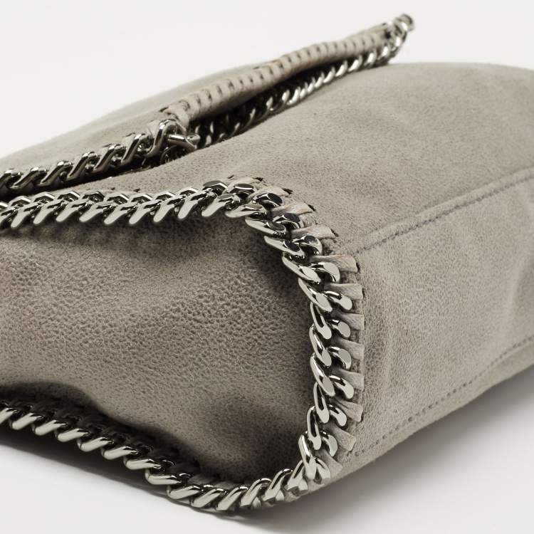Pre Owned Stella McCartney Grey Faux Leather Falabella Flap Shoulder Bag