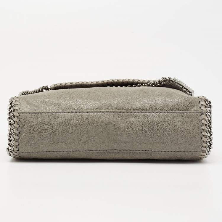 Pre Owned Stella McCartney Grey Faux Leather Falabella Flap Shoulder Bag
