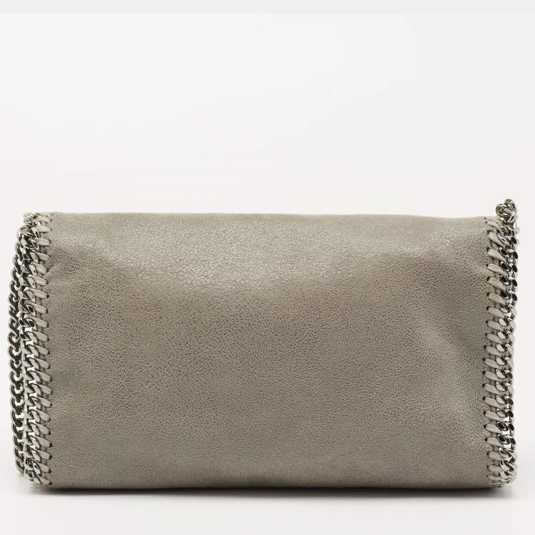 Pre Owned Stella McCartney Grey Faux Leather Falabella Flap Shoulder Bag