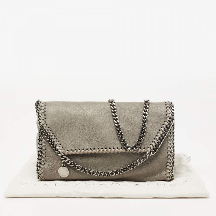 Pre Owned Stella McCartney Grey Faux Leather Falabella Flap Shoulder Bag