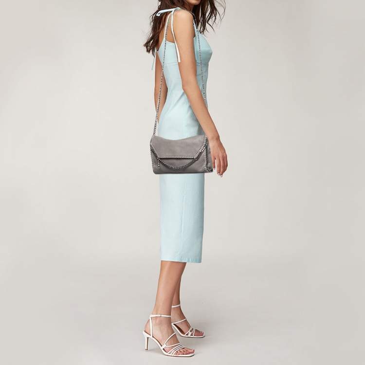 Pre Owned Stella McCartney Grey Faux Leather Falabella Flap Shoulder Bag