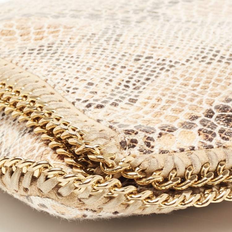Pre Owned Stella McCartney Beige Faux Python Effect Leather Falabella Slim Clutch