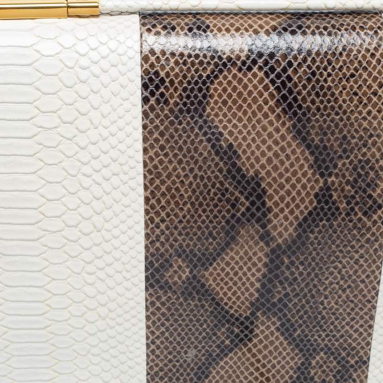 Pre Owned Stella McCartney White/Green Faux Snakeskin Effect Leather Flo Shoulder Bag