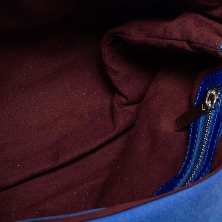 Pre Owned Stella McCartney Blue Quilted Faux Suede Medium Beckett Chain Bag