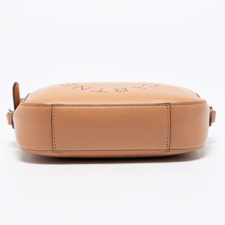مملوكة مسبقًا Stella McCartney Brown Faux Leather Perforated Logo Mini Camera Bag