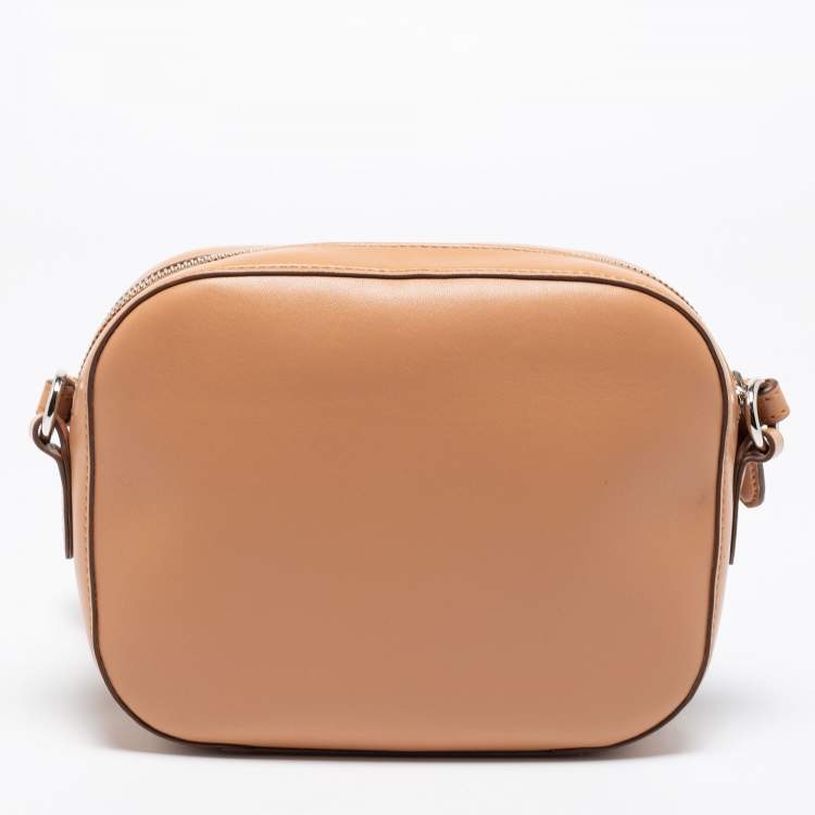 مملوكة مسبقًا Stella McCartney Brown Faux Leather Perforated Logo Mini Camera Bag