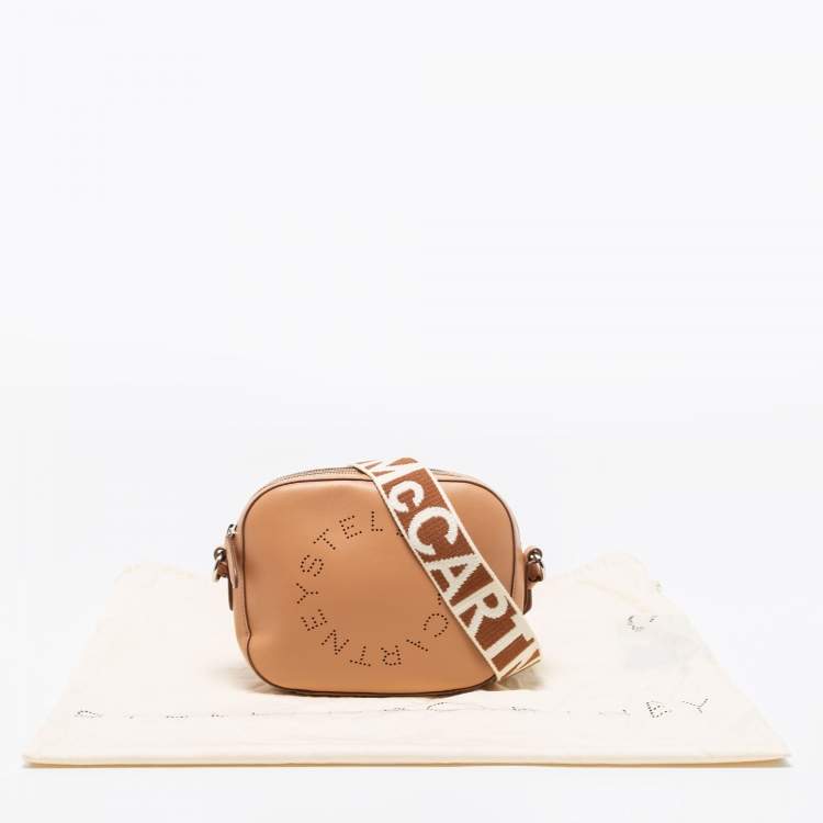 مملوكة مسبقًا Stella McCartney Brown Faux Leather Perforated Logo Mini Camera Bag