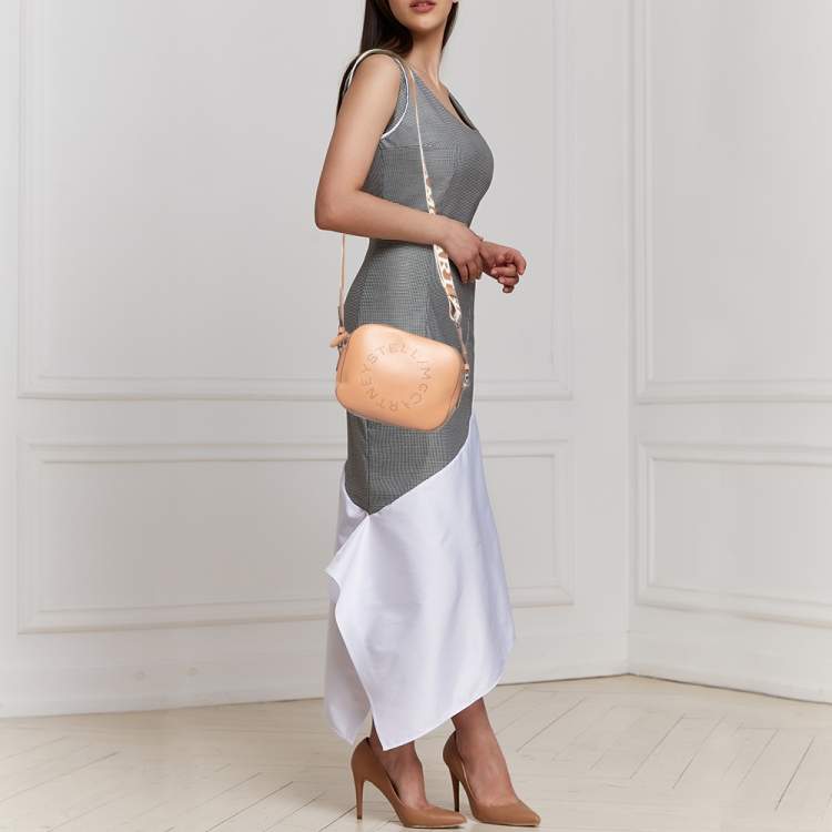 مملوكة مسبقًا Stella McCartney Brown Faux Leather Perforated Logo Mini Camera Bag