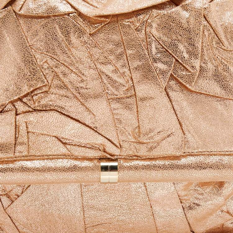Pre Owned Stella McCartney Metallic Gold Faux Leather Flap Shoulder Bag