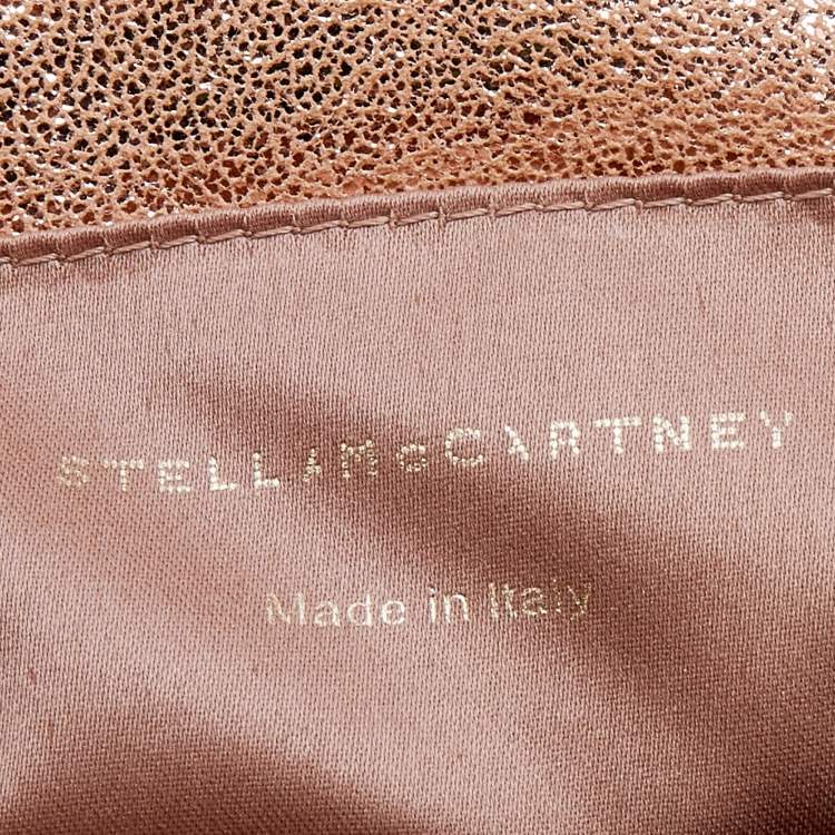 Pre Owned Stella McCartney Metallic Gold Faux Leather Flap Shoulder Bag