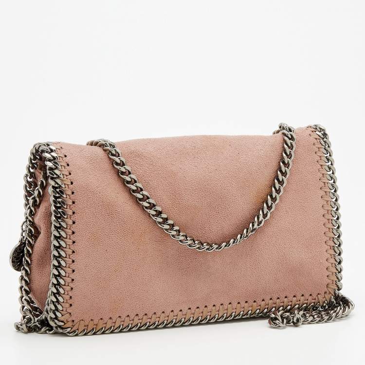 Pre Owned Stella McCartney Pale Pink Faux Leather Falabella Flap Shoulder Bag