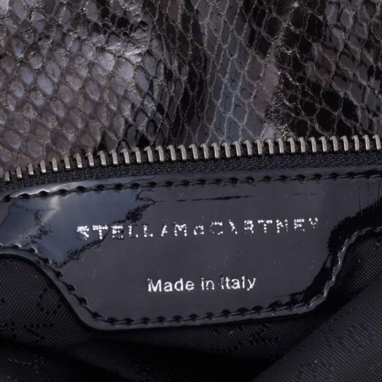 مملوكة مسبقًا Stella McCartney Grey/Black Faux Python Embossed Leather Falabella Flap Shoulder Bag