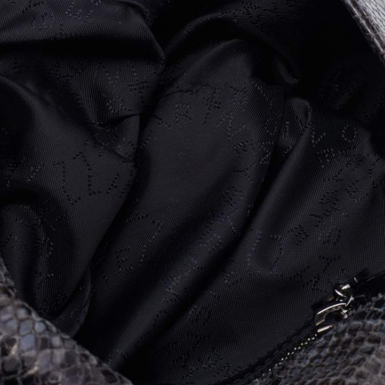 مملوكة مسبقًا Stella McCartney Grey/Black Faux Python Embossed Leather Falabella Flap Shoulder Bag