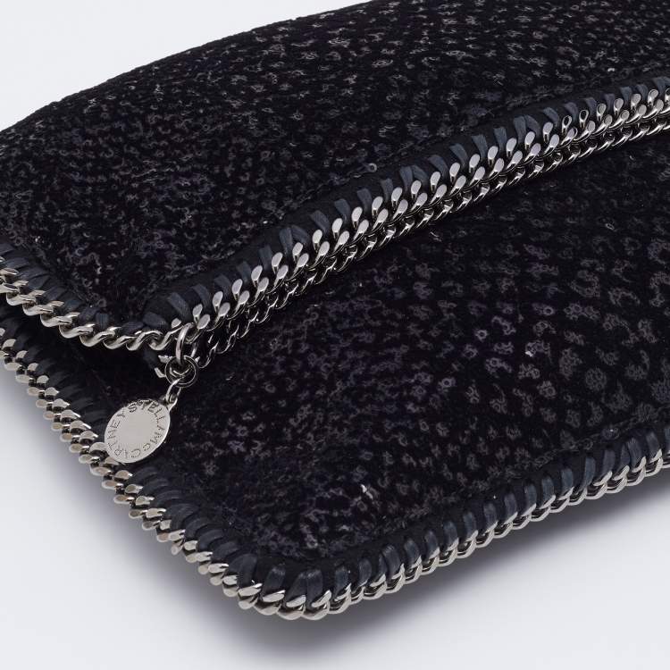 مملوكة مسبقًا Stella Mccartney Black Falabella Sequin Fold-Over Clutch