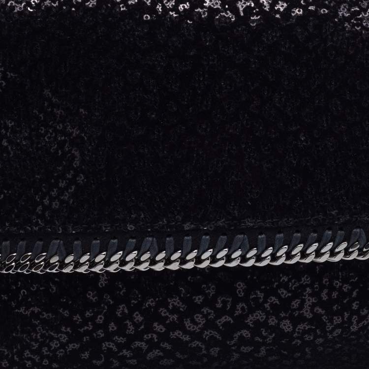 مملوكة مسبقًا Stella Mccartney Black Falabella Sequin Fold-Over Clutch