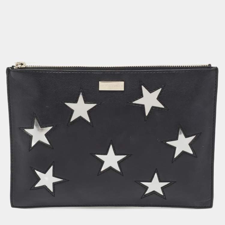 Pre Owned Stella McCartney Black/Silver Faux Leather Cavendish Stars Clutch