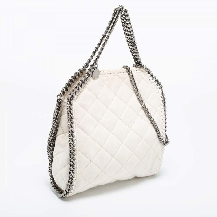 Pre Owned Stella McCartney White Faux Suede Mini Falabella Tote