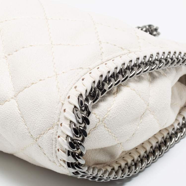 Pre Owned Stella McCartney White Faux Suede Mini Falabella Tote
