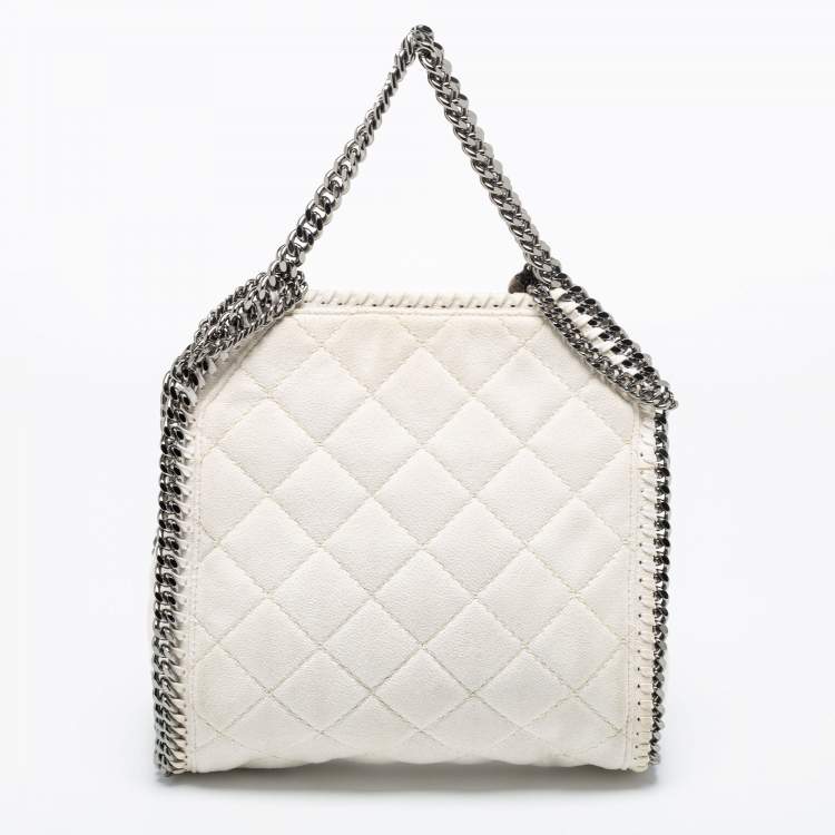 Pre Owned Stella McCartney White Faux Suede Mini Falabella Tote