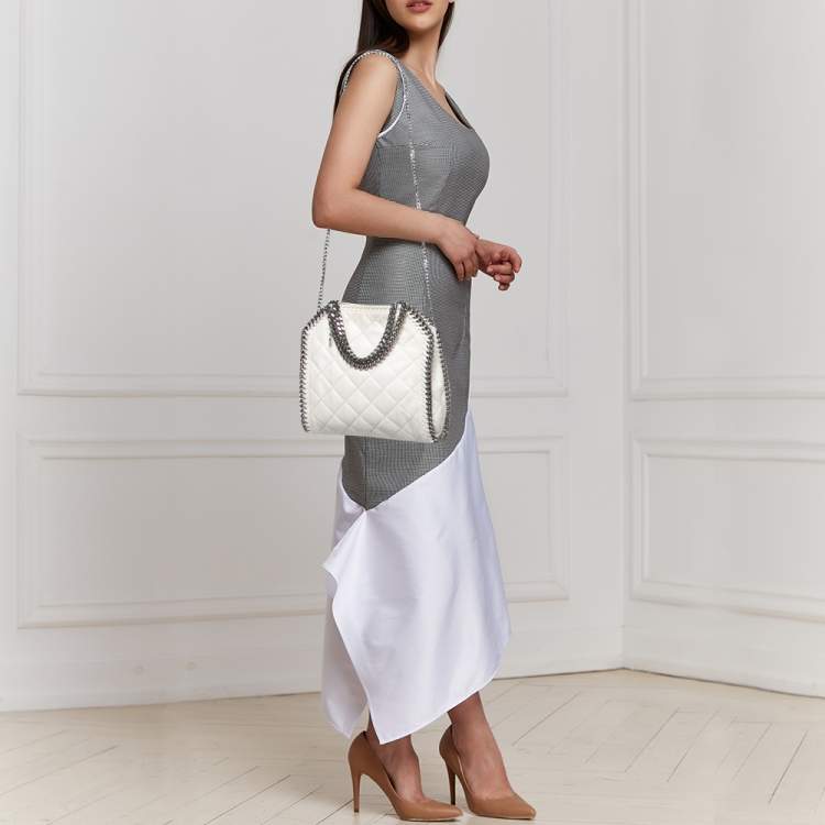 Pre Owned Stella McCartney White Faux Suede Mini Falabella Tote