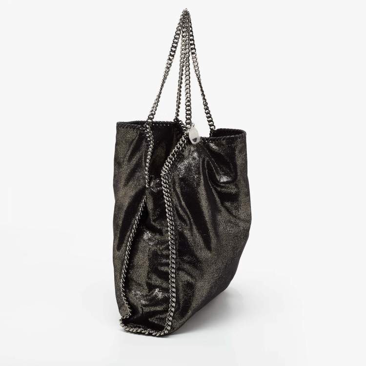 Pre Owned Stella McCartney Black/Silver Faux Suede Large Falabella Tote