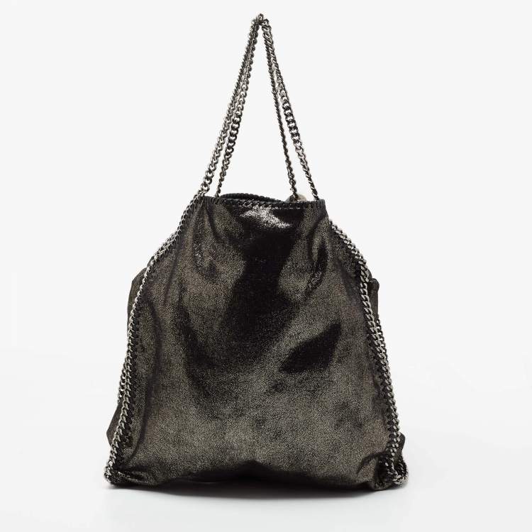 Pre Owned Stella McCartney Black/Silver Faux Suede Large Falabella Tote