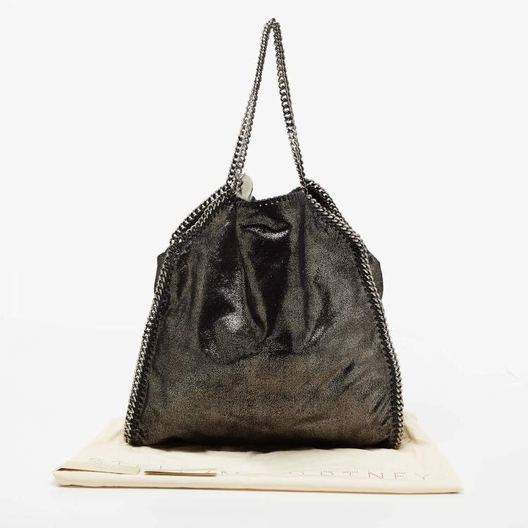 Pre Owned Stella McCartney Black/Silver Faux Suede Large Falabella Tote