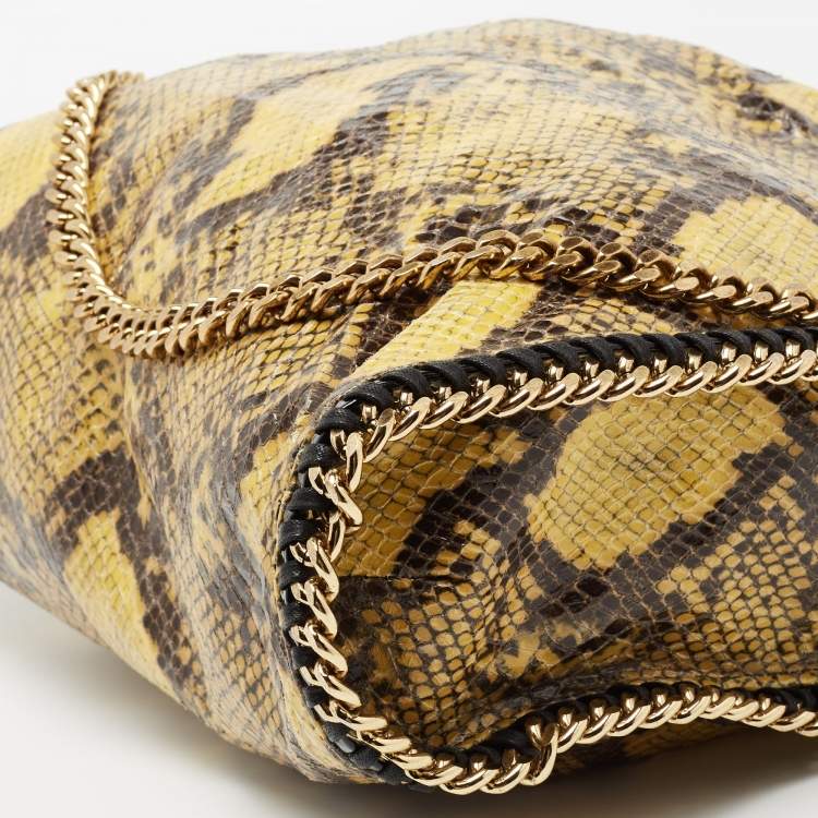 Pre Owned Stella McCartney Yellow/Black Faux Python Coated Suede Small Falabella Tote