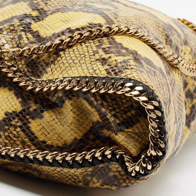 Pre Owned Stella McCartney Yellow/Black Faux Python Coated Suede Small Falabella Tote
