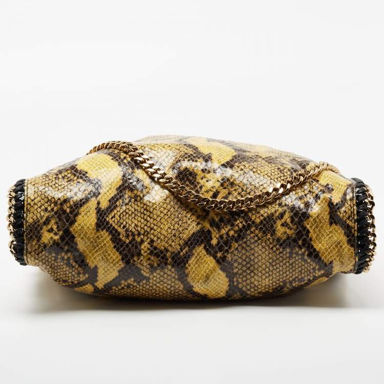 Pre Owned Stella McCartney Yellow/Black Faux Python Coated Suede Small Falabella Tote
