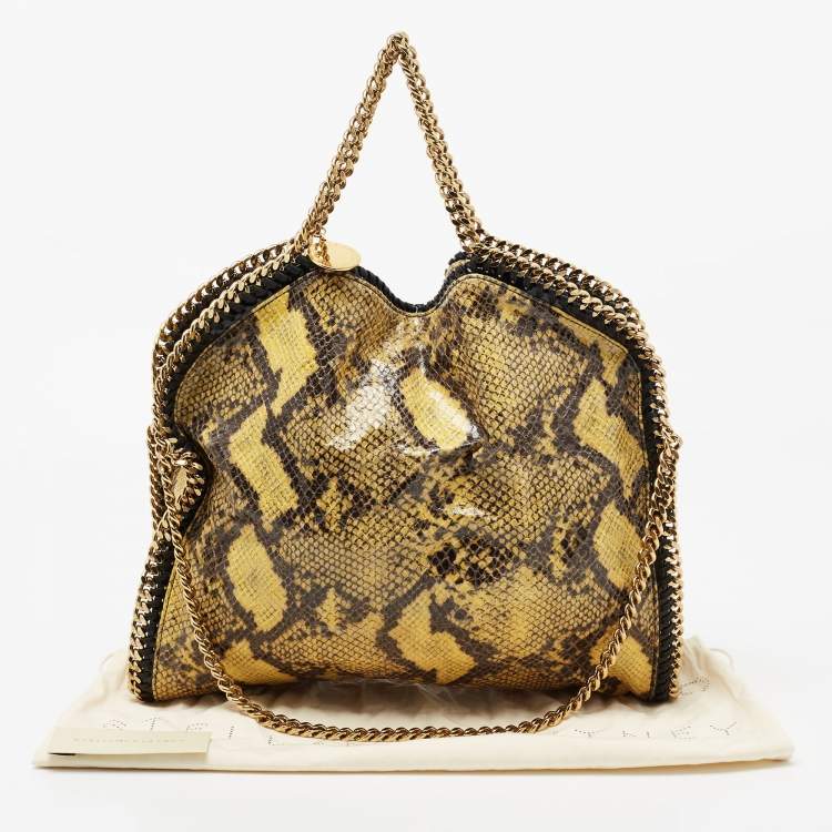 Pre Owned Stella McCartney Yellow/Black Faux Python Coated Suede Small Falabella Tote