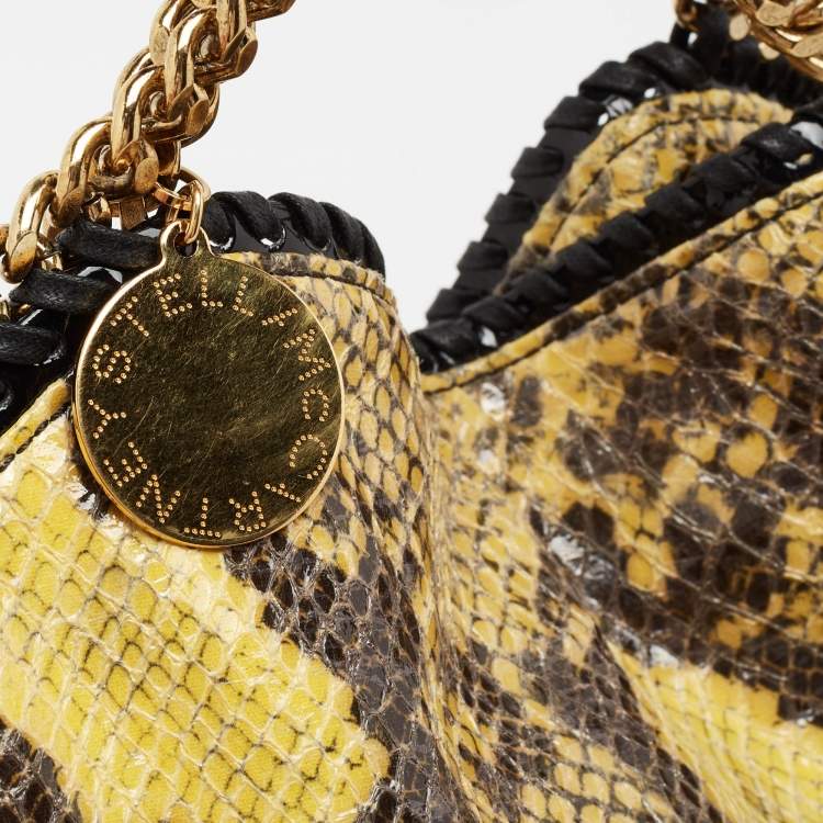 Pre Owned Stella McCartney Yellow/Black Faux Python Coated Suede Small Falabella Tote