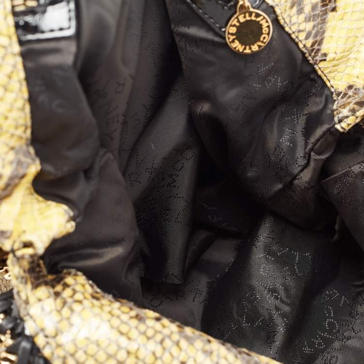 Pre Owned Stella McCartney Yellow/Black Faux Python Coated Suede Small Falabella Tote