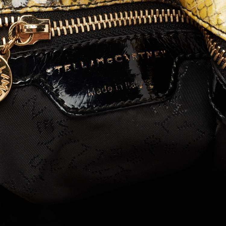 Pre Owned Stella McCartney Yellow/Black Faux Python Coated Suede Small Falabella Tote