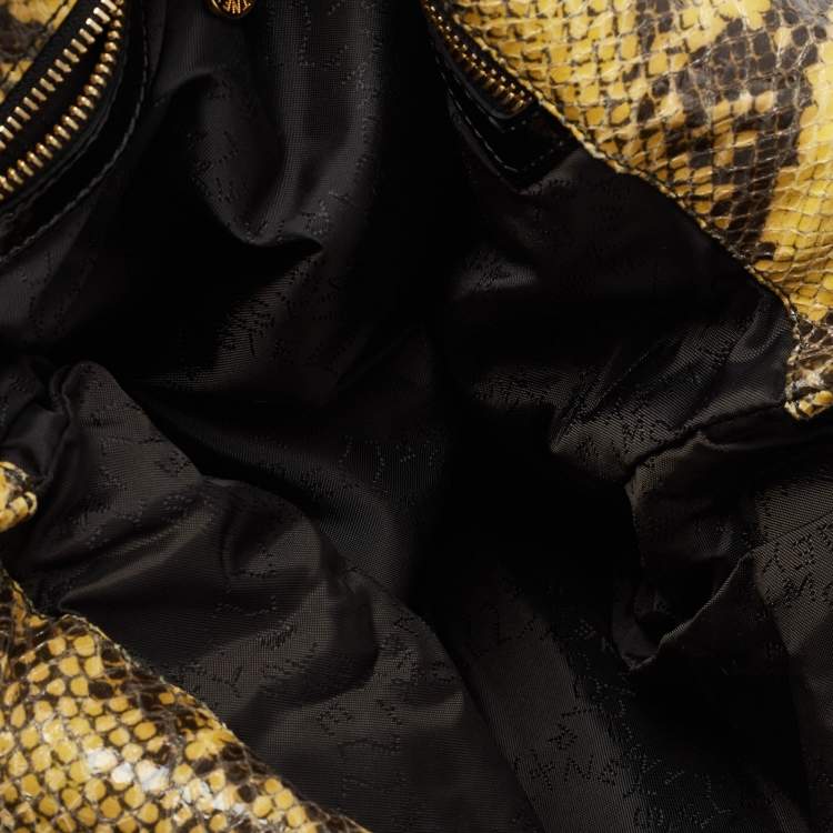 Pre Owned Stella McCartney Yellow/Black Faux Python Coated Suede Small Falabella Tote