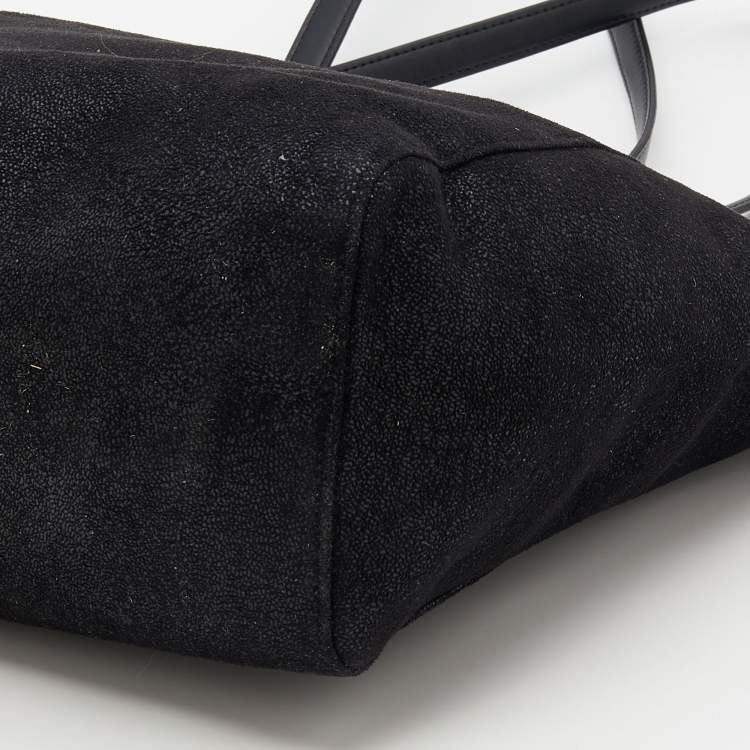 Pre Owned Stella McCartney Black Faux Leather Falabella East West Shopper Tote
