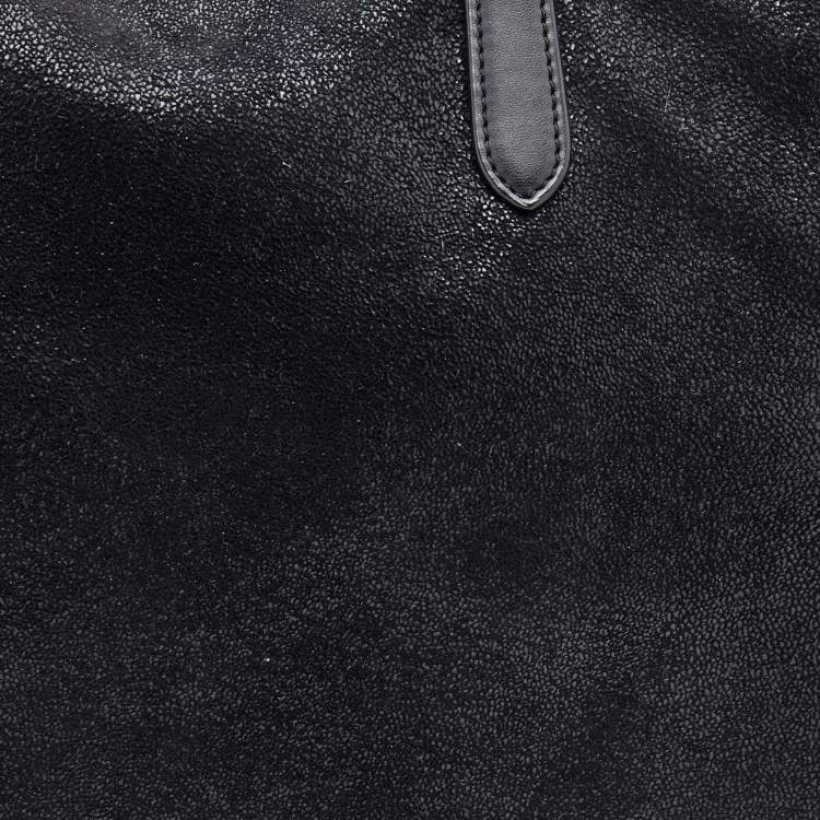 Pre Owned Stella McCartney Black Faux Leather Falabella East West Shopper Tote