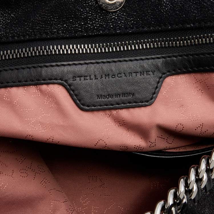 Pre Owned Stella McCartney Black Faux Leather Falabella East West Shopper Tote