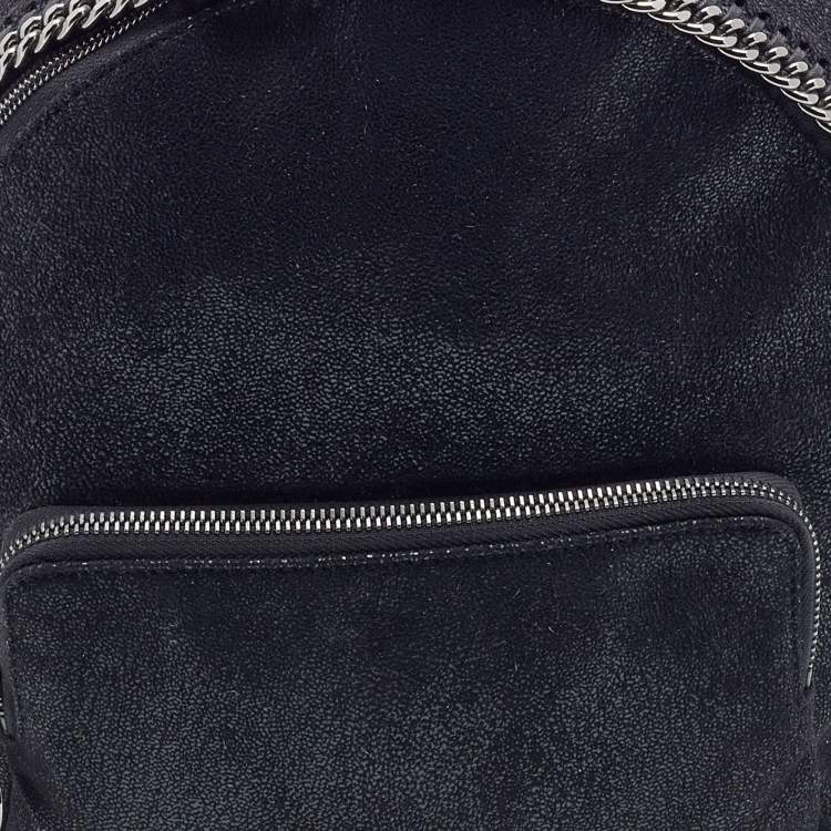 Pre Owned Stella McCartney Black Quilted Faux Leather Mini Falabella Backpack